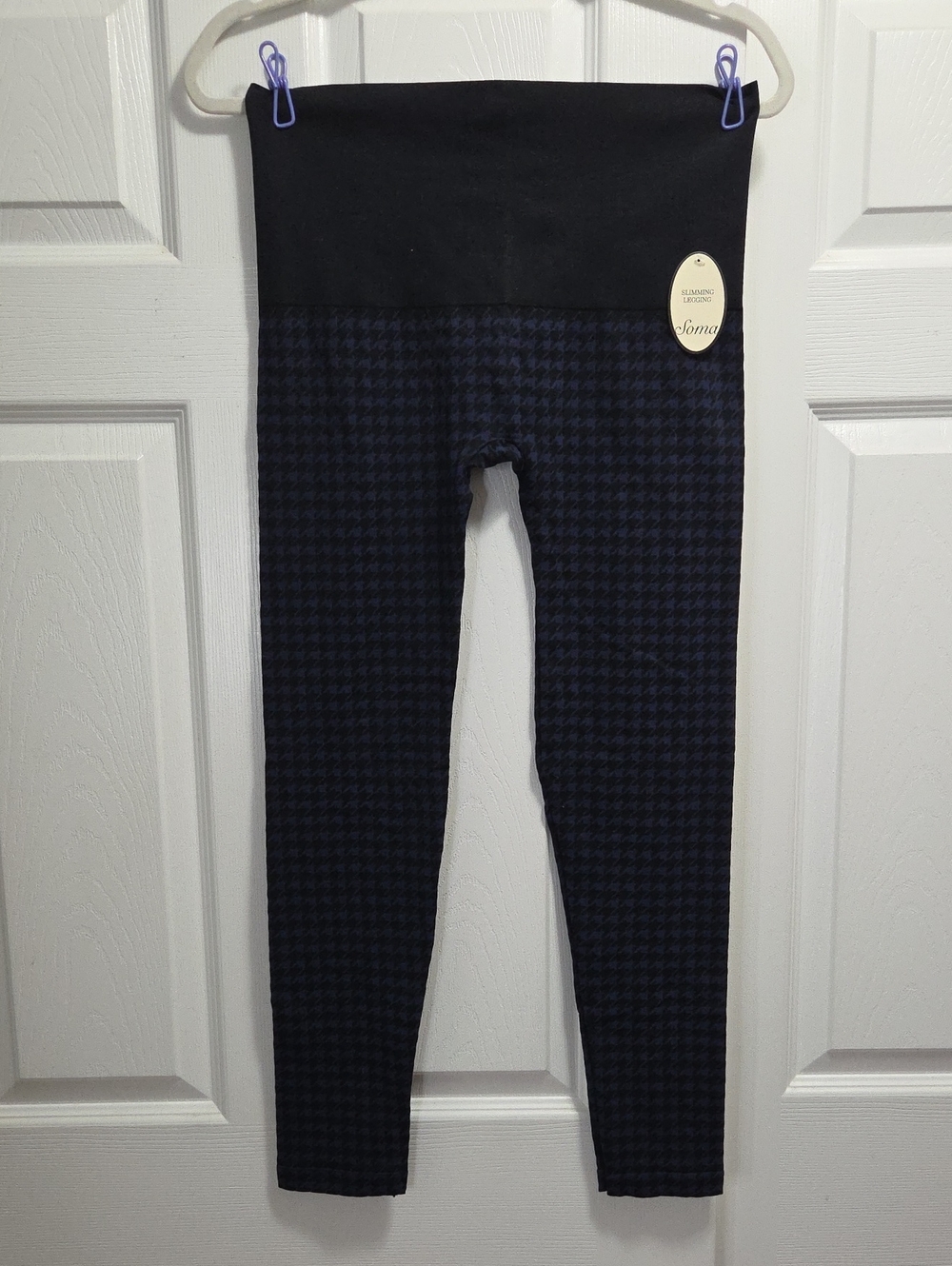 Soma Navy and Black Houndstooth Slimming Leggings